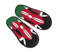 KOUUIP Flag of Kenya Compact Travel Slippers, Plush Foldable Indoor Slippers for Hotel Spa and Guest Winter Use