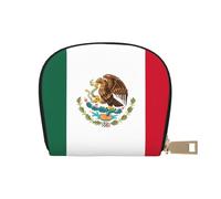 KOUUIP Flag of Mexico print Womens Credit Card Holder Wallet Zip Leather Card Case Card Holder Unisex For Men And Women, White, One Size