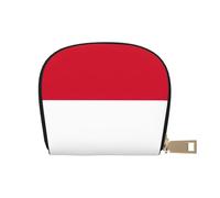 KOUUIP Flag of Monaco print Womens Credit Card Holder Wallet Zip Leather Card Case Card Holder Unisex For Men And Women, White, One Size