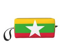 KOUUIP Flag of Myanmar print Large Capacity Travel Makeup Case Organizer Makeup Bag Portable Cosmetic Bag For Women, White, One Size