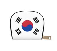 KOUUIP Flag of Republic of Korea print Womens Credit Card Holder Wallet Zip Leather Card Case Card Holder Unisex For Men And Women, White, One Size