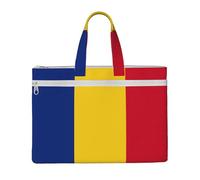 KOUUIP Flag of Romania Canvas Document Bag with Print 10.6 * 15 Inch, 2 Zipper Pockets, Clutter-Free for Office Files
