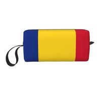 KOUUIP Flag of Romania print Large Capacity Travel Makeup Case Organizer Makeup Bag Portable Cosmetic Bag For Women, White, One Size