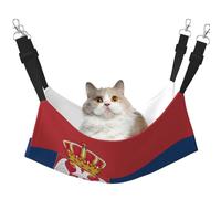 KOUUIP Flag of Serbia Print Cat Hammock for Cage Hanging,Pet Hammock Bed Adjustable,Soft Sleeping Hammock for Cats,Ferret