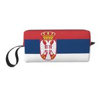 KOUUIP Flag of Serbia print Large Capacity Travel Makeup Case Organizer Makeup Bag Portable Cosmetic Bag For Women, White, One Size