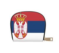 KOUUIP Flag of Serbia print Womens Credit Card Holder Wallet Zip Leather Card Case Card Holder Unisex For Men And Women, White, One Size