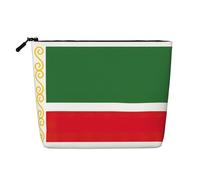KOUUIP Flag of the Chechen Republic print Cute Travel Toiletry Bag Makeup Bag Organizer Pouch,Travel Size Toiletries Bag for Women, Black, One Size