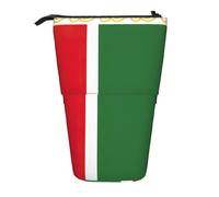 KOUUIP Flag of the Chechen Republic print Telescopic Pencil Bag Pen Holder Stationery Case, Stand-up Retractable Bag Standing Organizer, Black, One Size