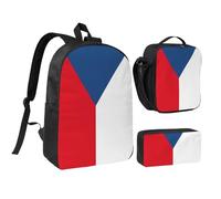 KOUUIP Flag of the Czech Republic print Backpacks With Lunch Pack Pencil Case 3pcs, Lightweight Bookbag Unisex for Traveling