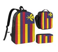 KOUUIP Flag of the Kingdom of Hawaii print Backpacks With Lunch Pack Pencil Case 3pcs, Lightweight Bookbag Unisex for Traveling