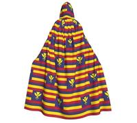 KOUUIP Flag of the Kingdom of Hawaii print Medieval Hooded Cloak with hood Cape Adult Halloween Cosplay Robe Wizard Costume For Women Men