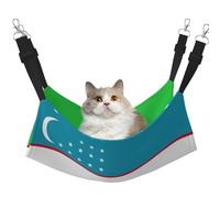 KOUUIP Flag of The Republic of Uzbekistan Print Cat Hammock for Cage Hanging,Pet Hammock Bed Adjustable,Soft Sleeping Hammock for Cats,Ferret