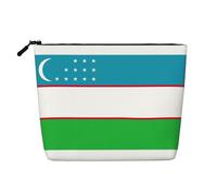 KOUUIP Flag of the Republic of Uzbekistan print Cute Travel Toiletry Bag Makeup Bag Organizer Pouch,Travel Size Toiletries Bag for Women, Black, One Size
