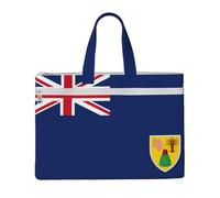 KOUUIP Flag of the Turks and Caicos Islands Canvas Document Bag with Print 10.6 * 15 Inch, 2 Zipper Pockets, Clutter-Free for Office Files