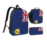 KOUUIP Flag of the Turks and Caicos Islands print Backpacks With Lunch Pack Pencil Case 3pcs, Lightweight Bookbag Unisex for Traveling