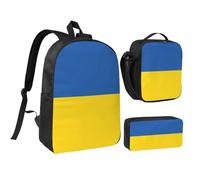 KOUUIP Flag of Ukraine print Backpacks With Lunch Pack Pencil Case 3pcs, Lightweight Bookbag Unisex for Traveling