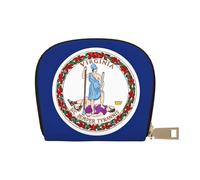KOUUIP Flag of Virginia print Womens Credit Card Holder Wallet Zip Leather Card Case Card Holder Unisex For Men And Women, White, One Size
