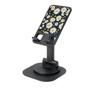 KOUUIP Floral Daisies Pattern 360 Swivel Phone Stand Adjustable Angle Portable Foldable Desktop Dock with Non-Slip Base