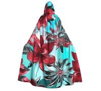 KOUUIP flower stained glass print Medieval Hooded Cloak with hood Cape Adult Halloween Cosplay Robe Wizard Costume For Women Men