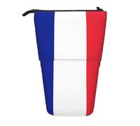 KOUUIP French flag print Telescopic Pencil Bag Pen Holder Stationery Case, Stand-up Retractable Bag Standing Organizer