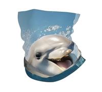 KOUUIP Funny Animal Dolphin print Headband Neck Gaiter Head Wrap Headwear Face Mask Magic Scarf Bandana for Men and Women