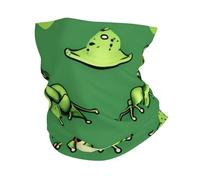 KOUUIP Funny Green Frogs print Headband Neck Gaiter Head Wrap Headwear Face Mask Magic Scarf Bandana for Men and Women