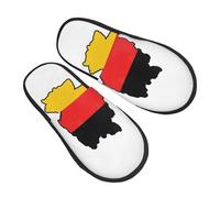 KOUUIP German Flag Map Compact Travel Slippers, Plush Foldable Indoor Slippers for Hotel Spa and Guest Winter Use