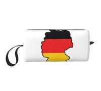 KOUUIP German Flag Map print Large Capacity Travel Makeup Case Organizer Makeup Bag Portable Cosmetic Bag For Women, White, One Size