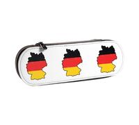 KOUUIP German Flag Map Print Leather Pencil Case with Internal Pen Clips, Waterproof Gadget Organizer for Men & Women