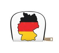 KOUUIP German Flag Map print Womens Credit Card Holder Wallet Zip Leather Card Case Card Holder Unisex For Men And Women, White, One Size