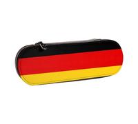 KOUUIP German flag Print Leather Pencil Case with Internal Pen Clips, Waterproof Gadget Organizer for Men & Women
