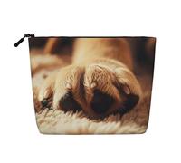 KOUUIP Gold puppy paw print Cute Travel Toiletry Bag Makeup Bag Organizer Pouch,Travel Size Toiletries Bag for Women, Black, One Size
