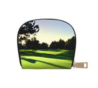 KOUUIP Golf Course print Womens Credit Card Holder Wallet Zip Leather Card Case Card Holder Unisex For Men And Women, White, One Size