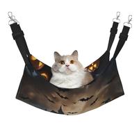 KOUUIP Halloween Flying Bats 3 Print Cat Hammock for Cage Hanging,Pet Hammock Bed Adjustable,Soft Sleeping Hammock for Cats,Ferret