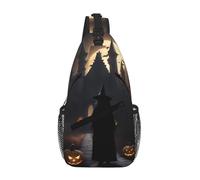 KOUUIP Halloween Goth 1 Crossbody Bag For Men And Women, Anti Theft Crossbody Chest Bag Casual Travel Bag For Hiking