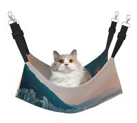 KOUUIP Hong Kong Print Cat Hammock for Cage Hanging,Pet Hammock Bed Adjustable,Soft Sleeping Hammock for Cats,Ferret
