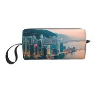 KOUUIP Hong Kong print Large Capacity Travel Makeup Case Organizer Makeup Bag Portable Cosmetic Bag For Women, White, One Size