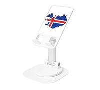 KOUUIP Iceland Flag Map 360 Swivel Phone Stand Adjustable Angle Portable Foldable Desktop Dock with Non-Slip Base