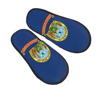 KOUUIP Idaho state flag Compact Travel Slippers, Plush Foldable Indoor Slippers for Hotel Spa and Guest Winter Use