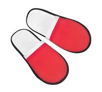 KOUUIP Indonesian flag Compact Travel Slippers, Plush Foldable Indoor Slippers for Hotel Spa and Guest Winter Use