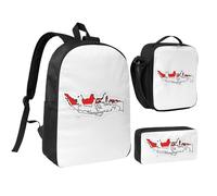 KOUUIP Indonesian Flag Map print Backpacks With Lunch Pack Pencil Case 3pcs, Lightweight Bookbag Unisex for Traveling