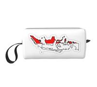 KOUUIP Indonesian Flag Map print Large Capacity Travel Makeup Case Organizer Makeup Bag Portable Cosmetic Bag For Women, White, One Size