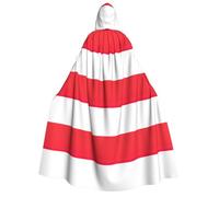KOUUIP Indonesian flag print Medieval Hooded Cloak with hood Cape Adult Halloween Cosplay Robe Wizard Costume For Women Men