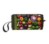 KOUUIP Introduction of various vegetables print Large Capacity Travel Makeup Case Organizer Makeup Bag Portable Cosmetic Bag For Women, White, One Size