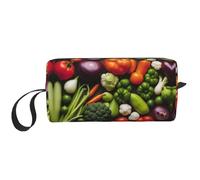 KOUUIP Introduction of various vegetables print Large Capacity Travel Makeup Case Organizer Makeup Bag Portable Cosmetic Bag For Women, White, One Size