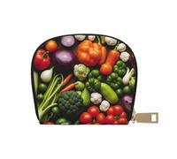 KOUUIP Introduction of various vegetables print Womens Credit Card Holder Wallet Zip Leather Card Case Card Holder Unisex For Men And Women, White, One Size