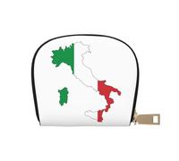 KOUUIP Italian Flag Map print Womens Credit Card Holder Wallet Zip Leather Card Case Card Holder Unisex For Men And Women, White, One Size