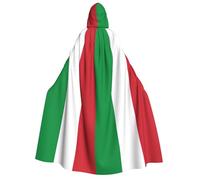 KOUUIP Italian flag print Medieval Hooded Cloak with hood Cape Adult Halloween Cosplay Robe Wizard Costume For Women Men