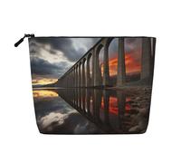 KOUUIP Landscape Bridge Makeup Bag, Travel Size Toiletry Storage Bag for Women, Black, One Size, Black, One Size, Black, Taglia Unica