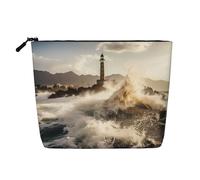 KOUUIP Lighthouse Ocean Sea print Cute Travel Toiletry Bag Makeup Bag Organizer Pouch,Travel Size Toiletries Bag for Women, Black, One Size